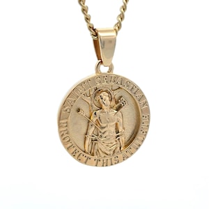 Gold Saint Sebastian Pendant- St Necklaces - Gold Plated - 18k