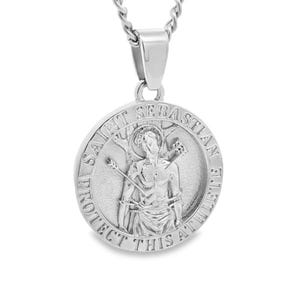Saint Sebastian pendant- Stainless Steel -Protect this athlete -Sports necklace- Faith charm- Athletes necklace -