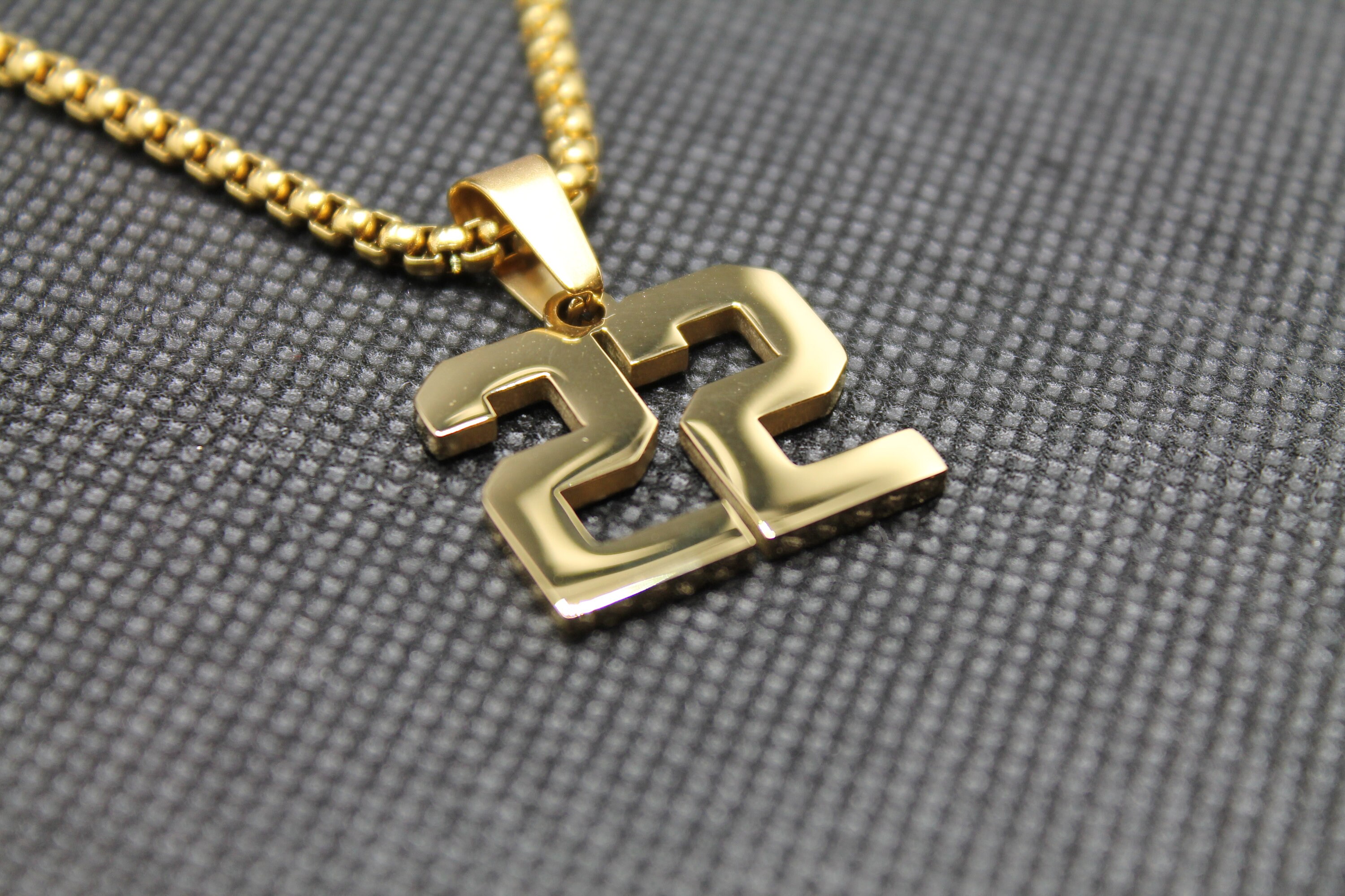 Gold Number 22 Stainless Steel Pendant and Chain Sports Etsy