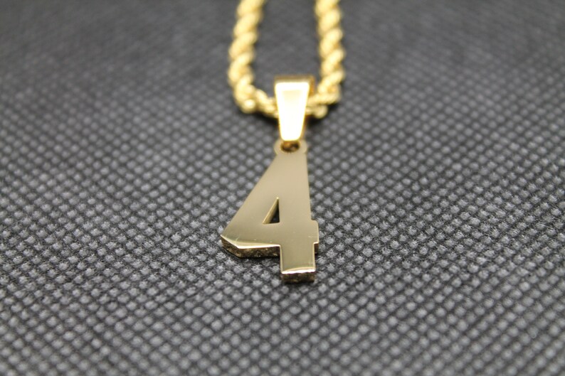 Number 4 Gold Pendant Number Chain Stainless Steel Etsy