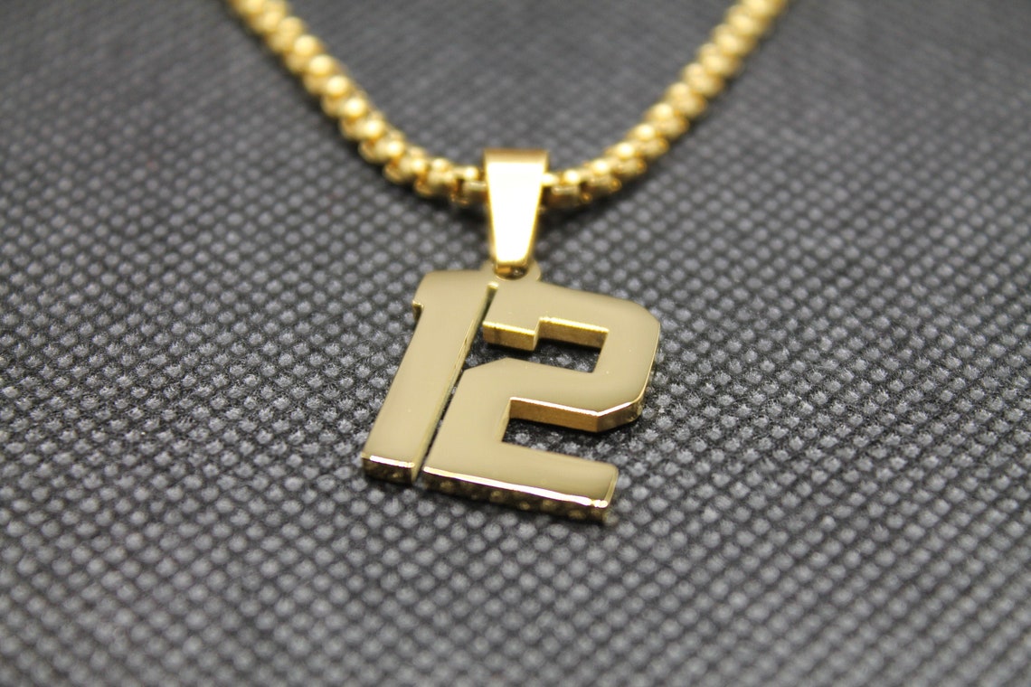 Gold Number 12 Stainless Steel Pendant and Chain Sports Etsy