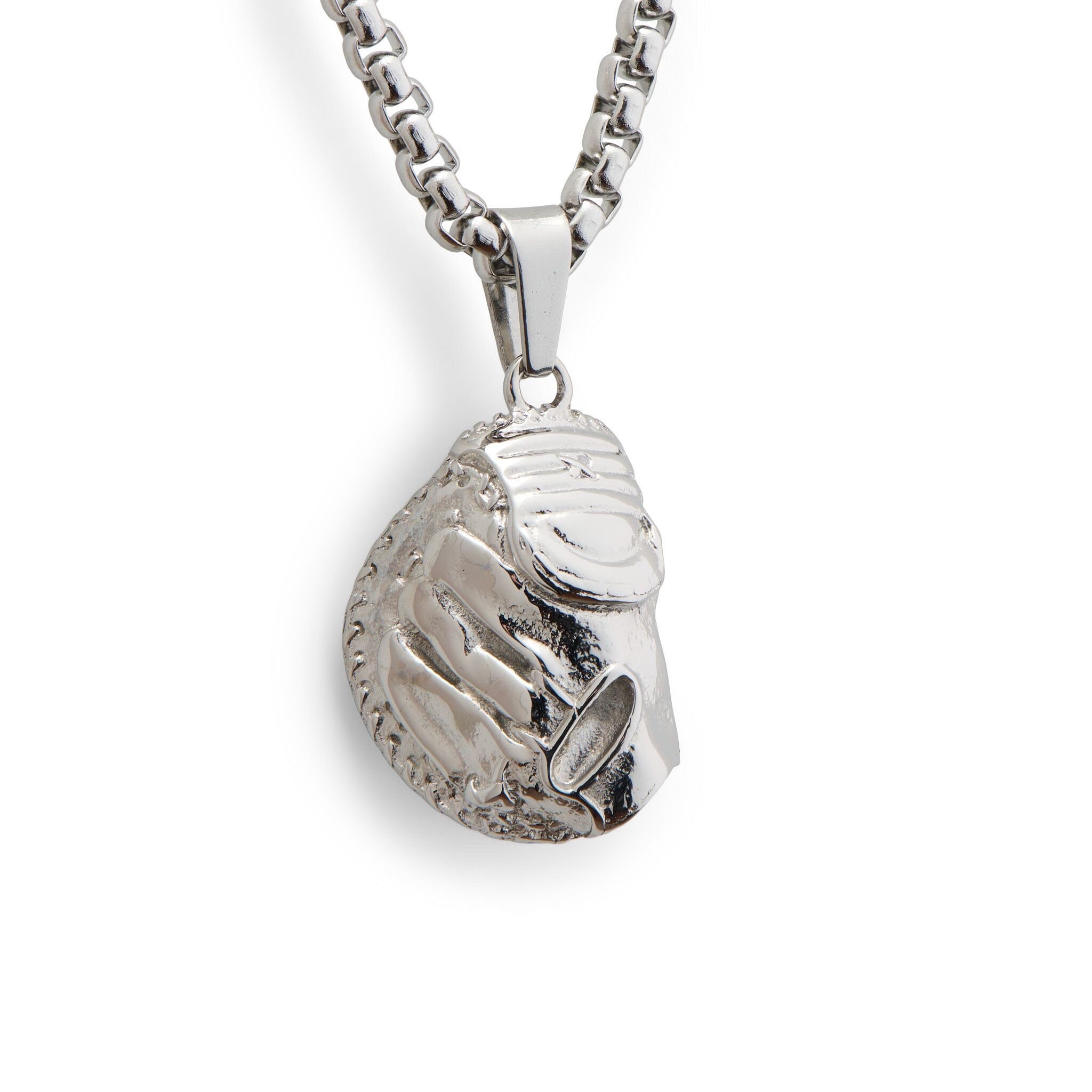 Catchers Mitt Pendant Stainless Steel Baseball Necklace Etsy