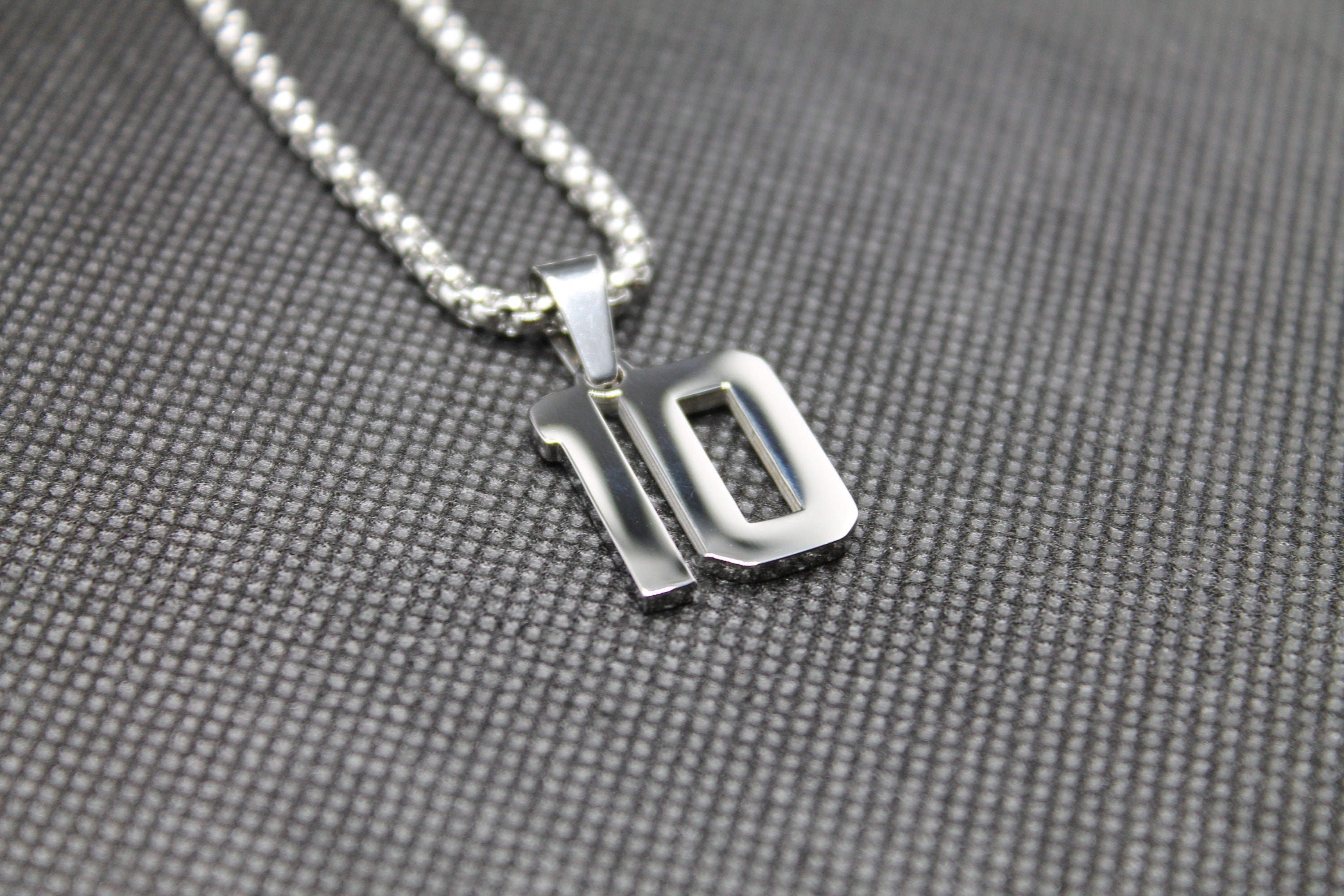 Number 10 Stainless Steel Pendant and Chain Etsy