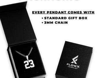 RWQIAN Stainless Steel Baseball Jersey Number Necklace - Choose Your Number (0-99), 21.7" Chain - View #2