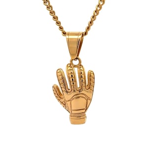Gold Soccer Goalie Glove Pendant: Stainless Steel Keeper Necklace - Made for Goalkeepers