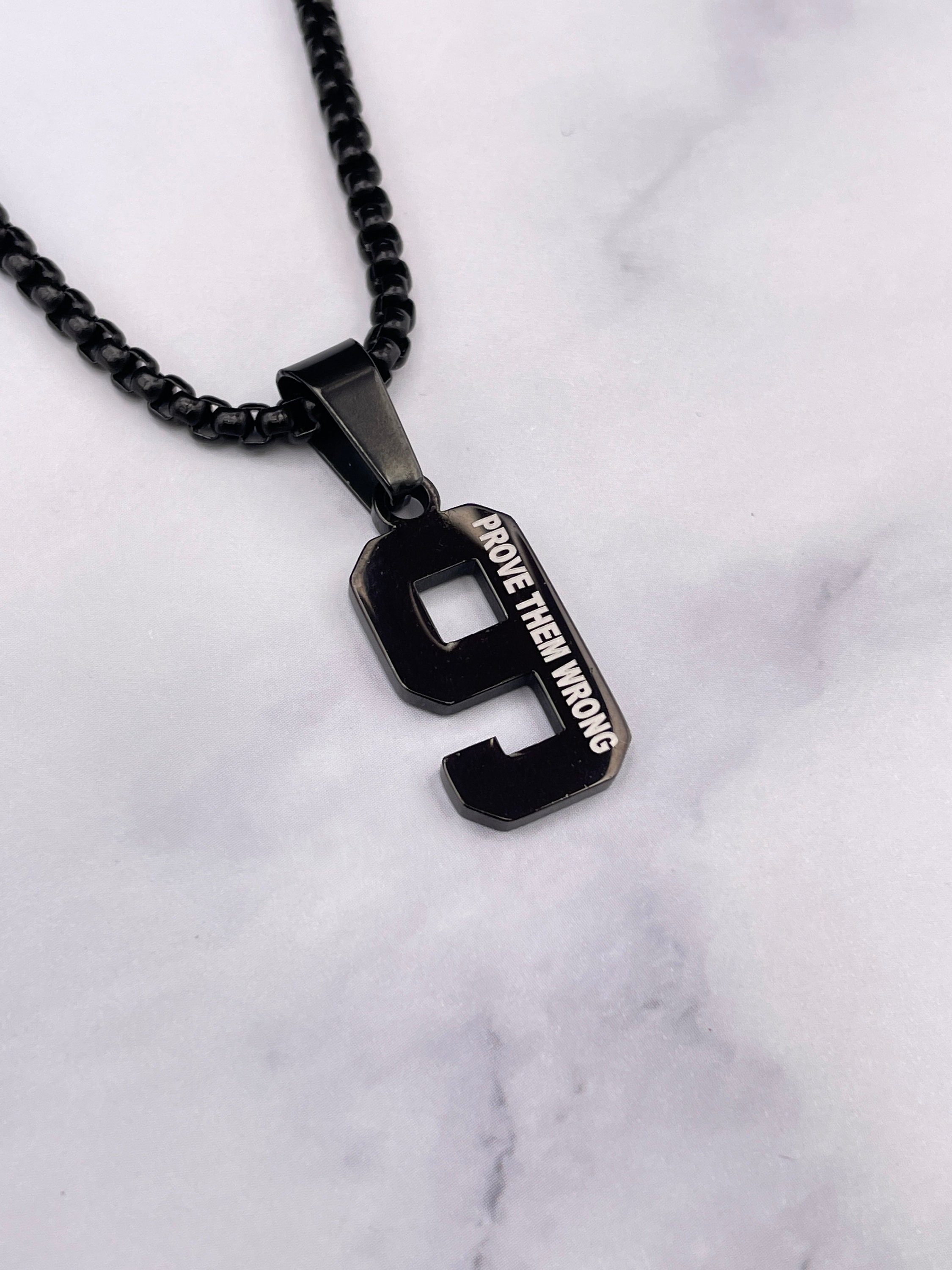 Block Name and Number Engravable Football Pendant (2 Lines)