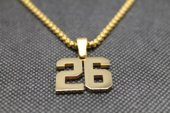 Gold Number 26 Sports Pendant Soccer 