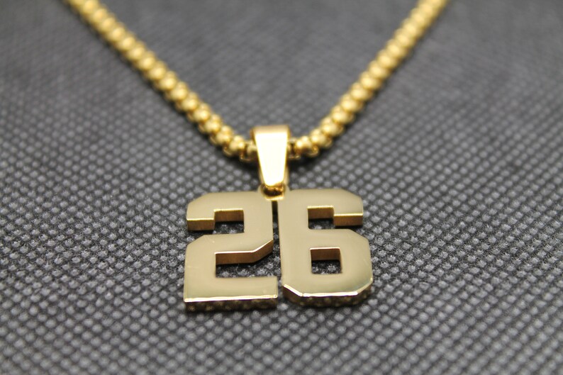 Gold Number 26 Sports Pendant Soccer 