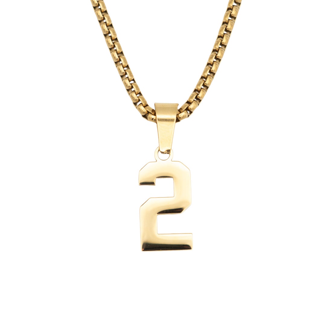 Sports Number Necklace Gold Number 2 Pendant Baseball Necklace Etsy