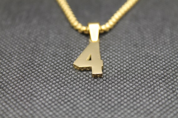 Number 4 Gold Pendant Number Chain 