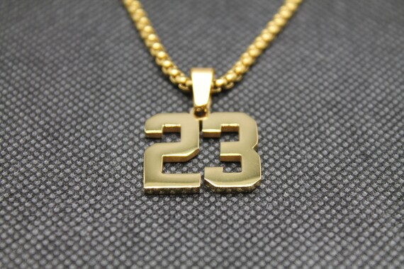 Number 23 Pendant Gold Number Necklace 