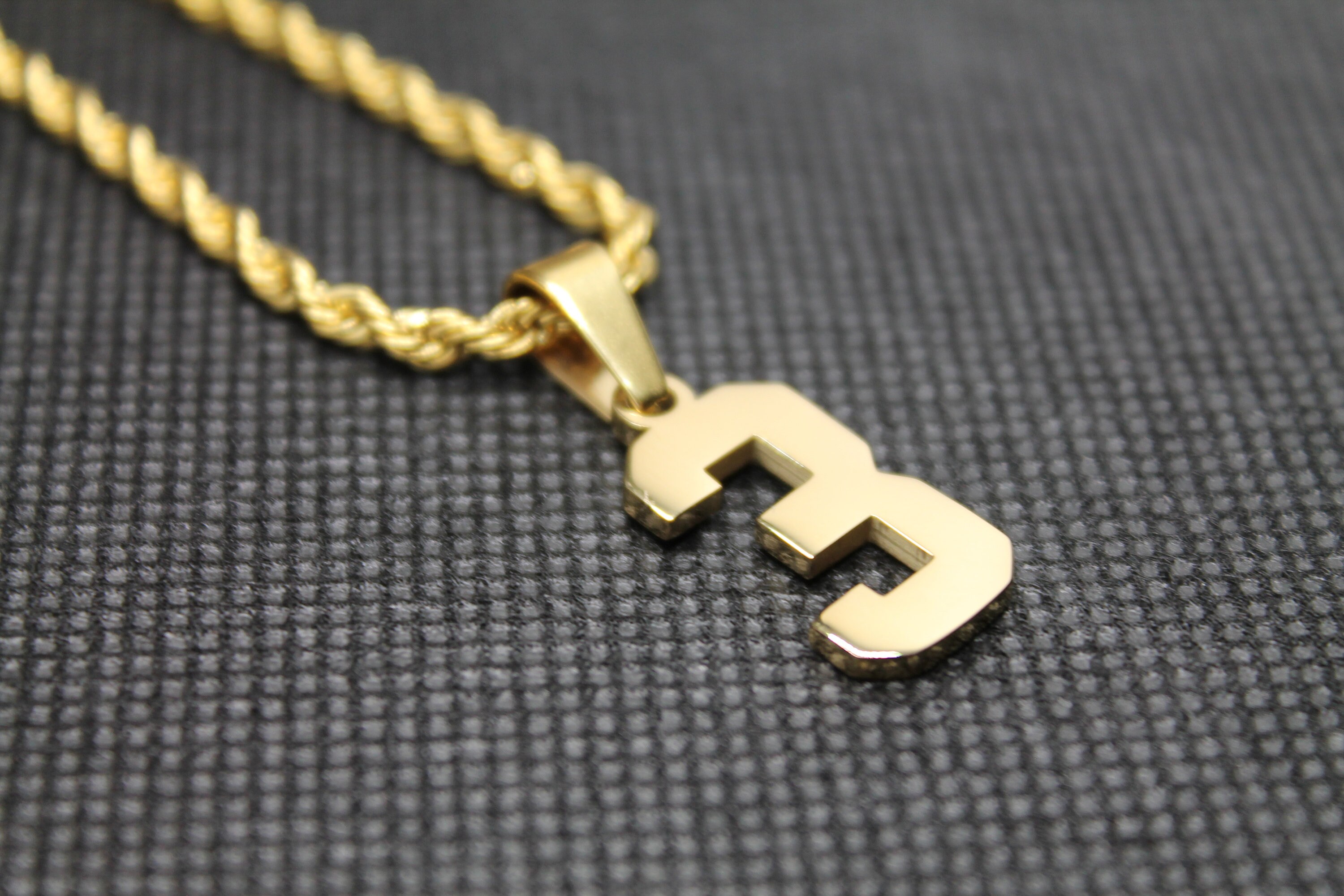 Number 3 Gold Pendant Number Chain Stainless Steel Etsy