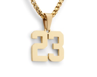 FlowX Jewelry Gold Number Necklace, Sports Number Chain, Jersey Number Pendant