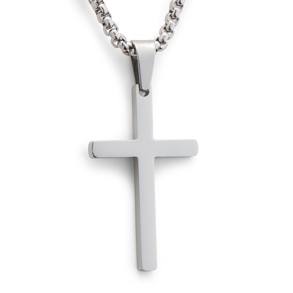 Men's Stainless Cross Necklace - Stainless Steel - Faith - Gemvius