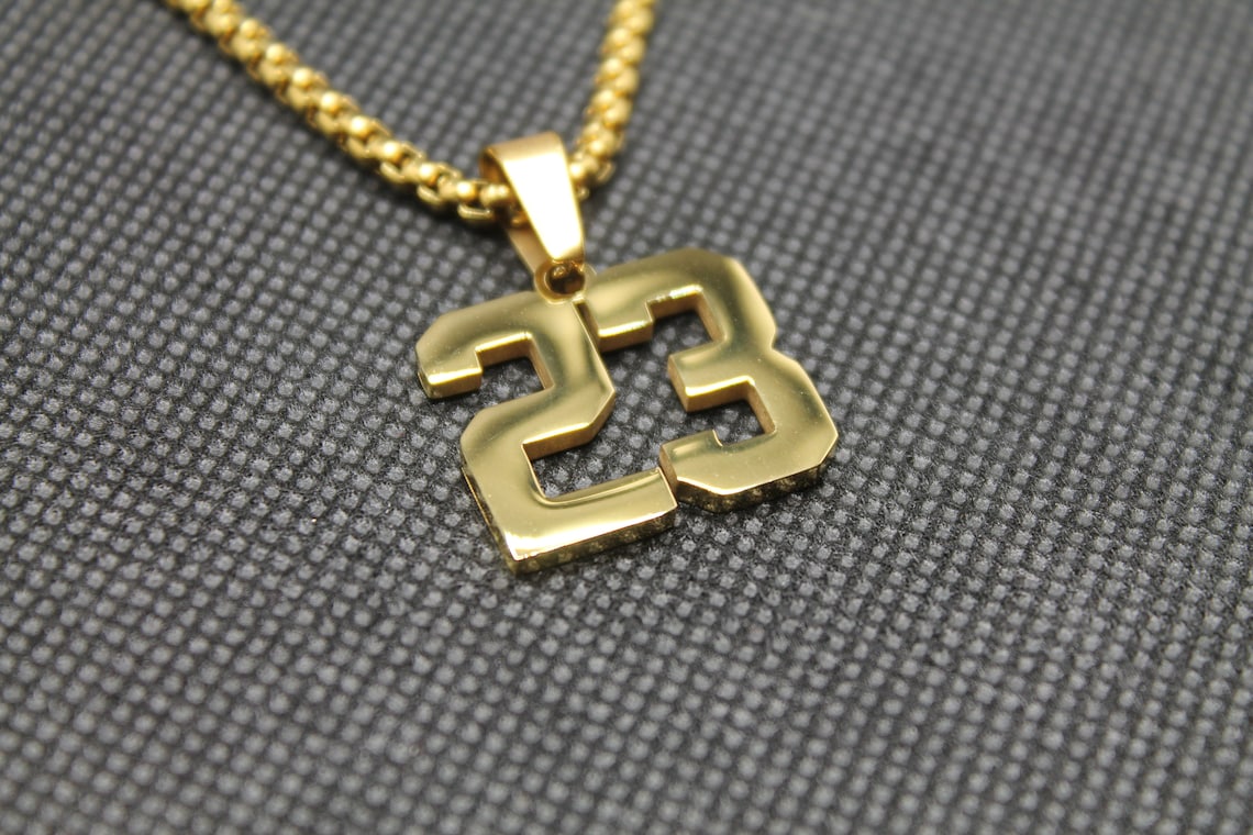 Number 23 Pendant Gold Number Necklace | Etsy