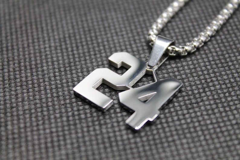 24 Number Pendant Sports Number Necklace Etsy