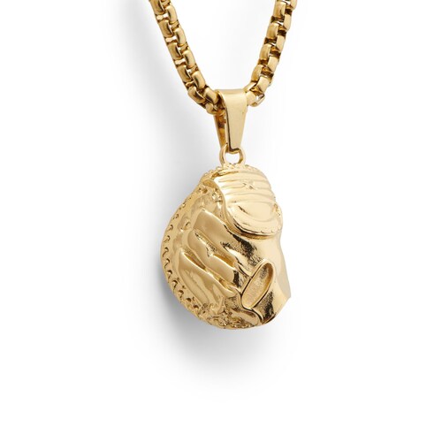 Catchers Mitt Pendant Gold Stainless Steel Baseball and Softball Necklace