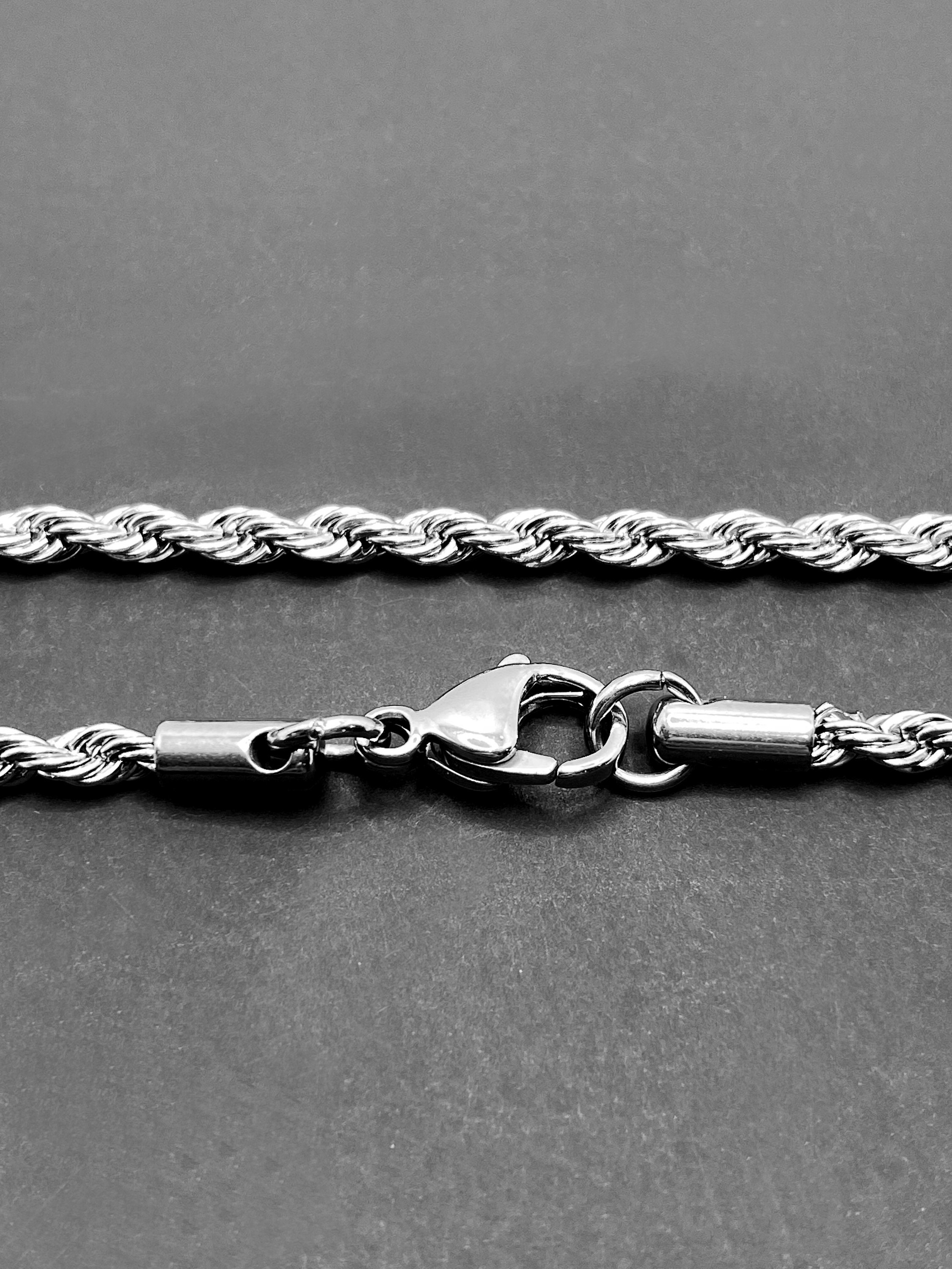 Mens Rope Necklace Stainless Steel Silver Rope Chain Necklace Etsy
