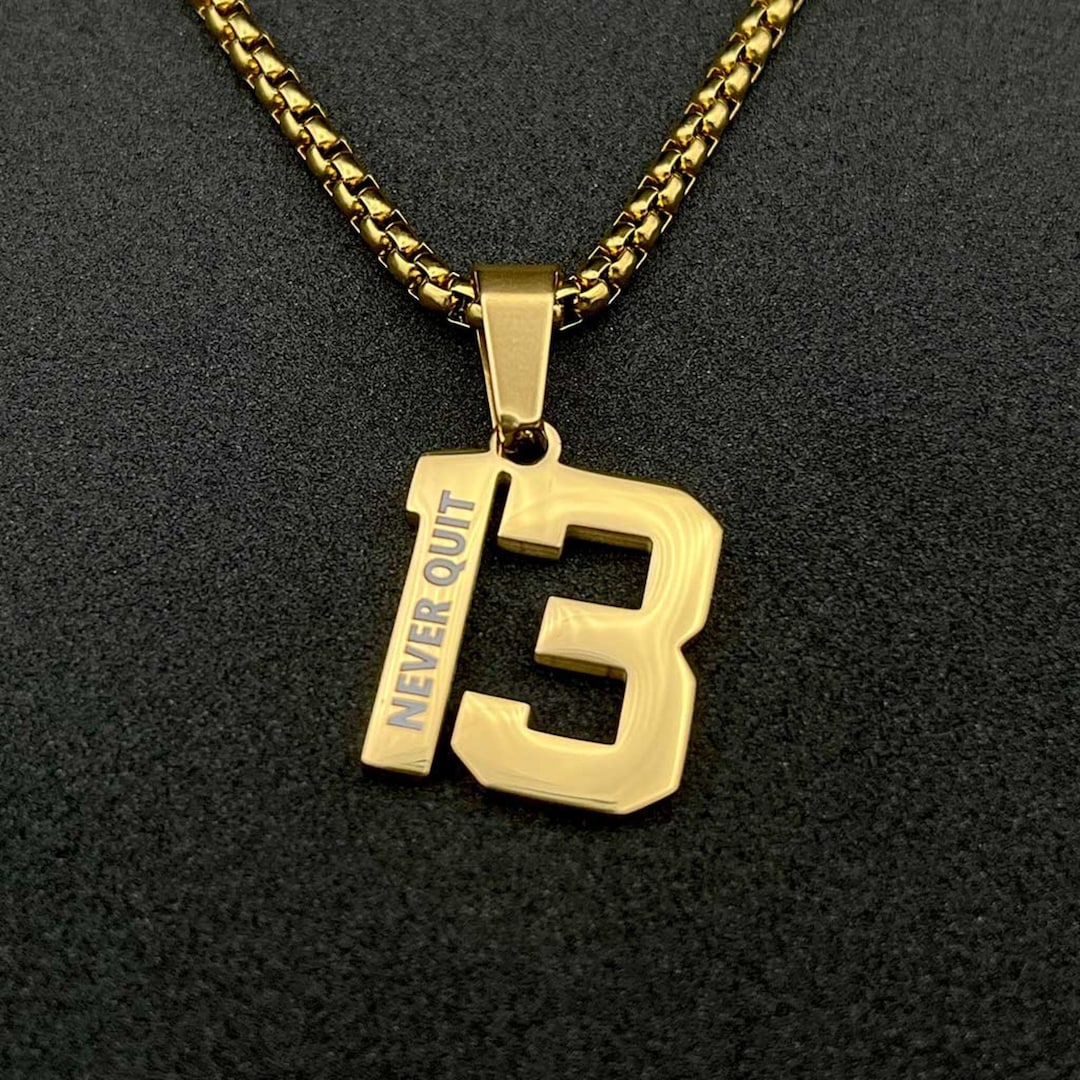 Flowx Jewelry Gold Number Necklace, Custom Baseball Chain, Personalized