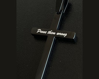 Black Cross Necklace, Stainless Steel Religious Jewelry, Mens Cross Pendant