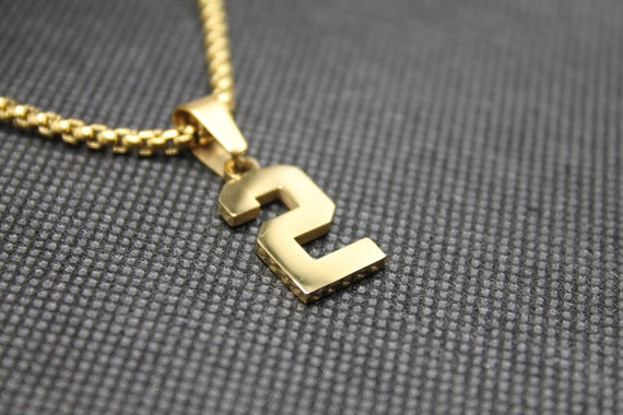 Number 2 Gold Pendant Number Chain 
