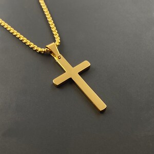 Cross Pendant for Men Mens Gold Cross Necklace Engraved | Etsy