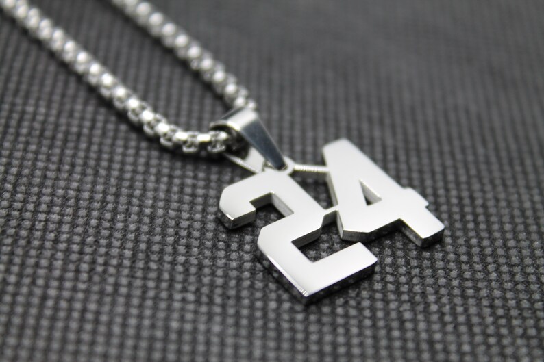 24 Number Pendant Sports Number Necklace Etsy