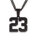 Black Stainless Steel Jersey Number Pendant Necklace