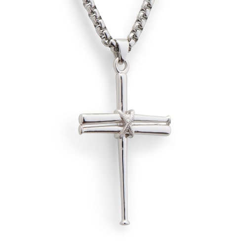 Baseball Cross Necklace Baseball Bat Cross Necklace Pendant Etsy