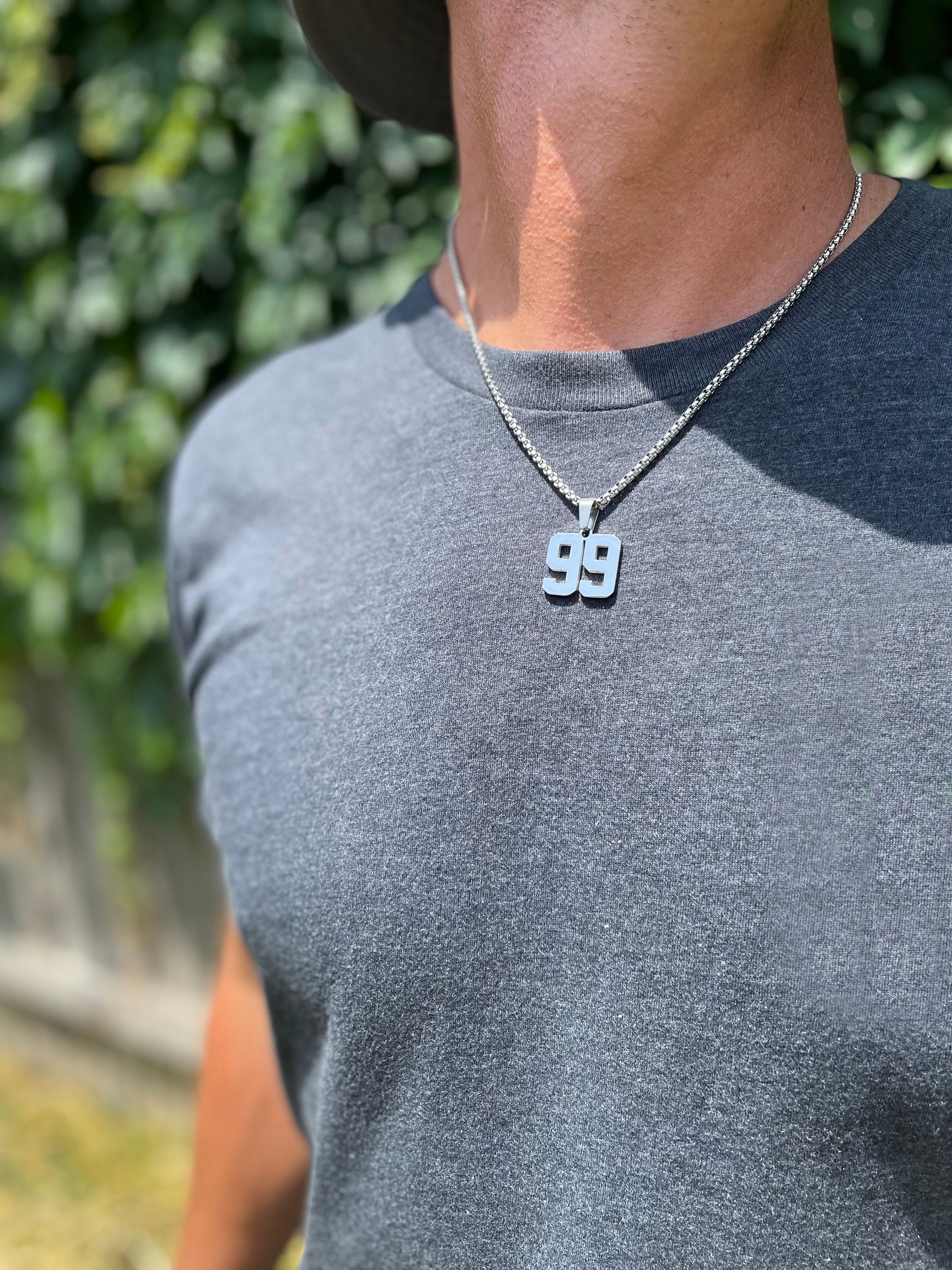 Custom Number Necklace Varsity Number Pendant With Chain for