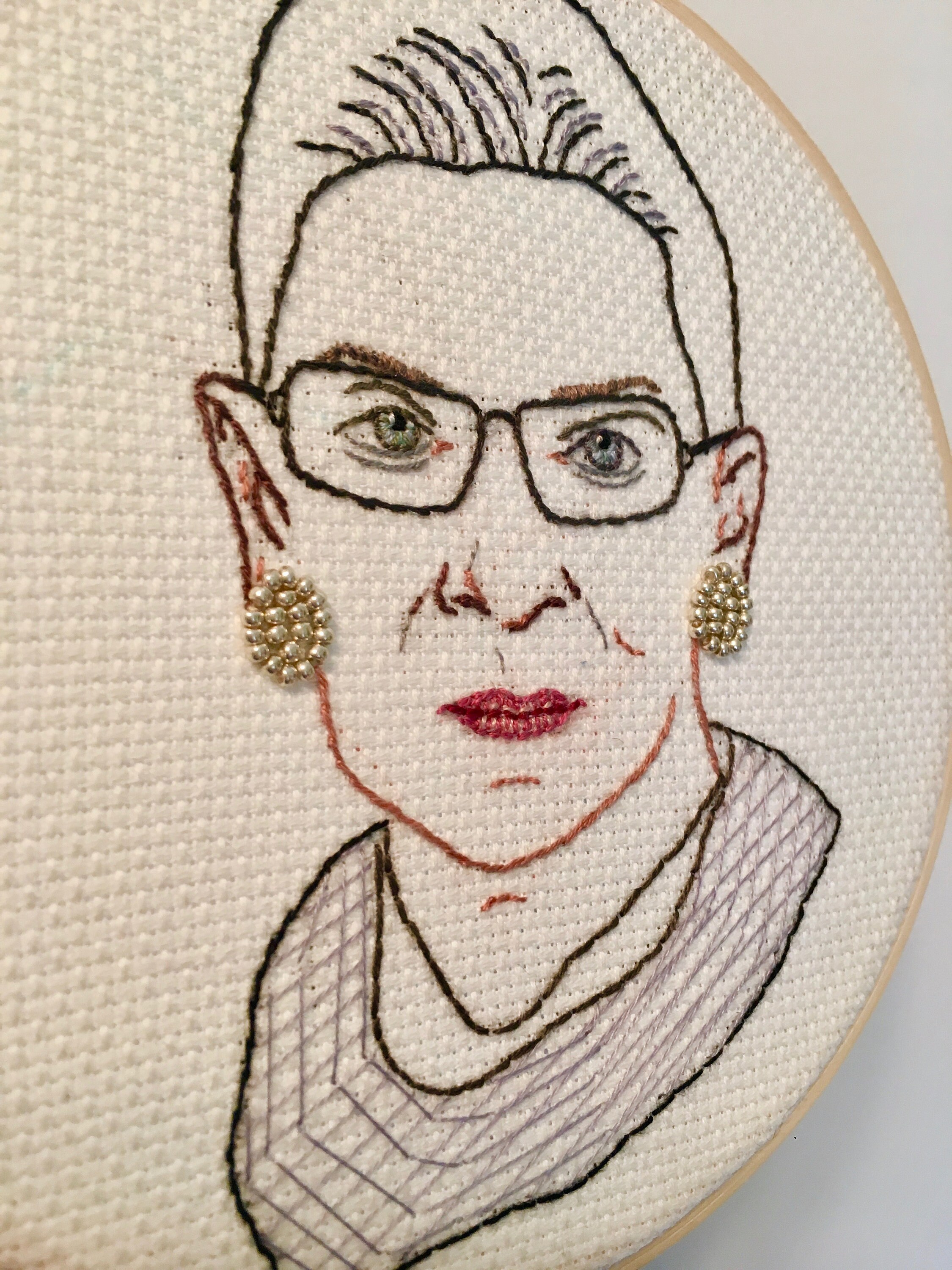 Ruth bader ginsburg embroidery wall hanging  etsy