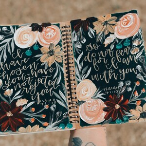 The Jeanette Bible Hand Painted Customizable Custom ESV Journaling Bible Floral image 4