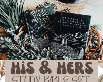 HIS & HERS Study Bible Set | Hand Painted Bible