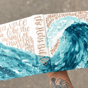 The Maureen Bible | Hand Painted ESV Journaling Bible | Ocean Wave Bible | Beachy Theme