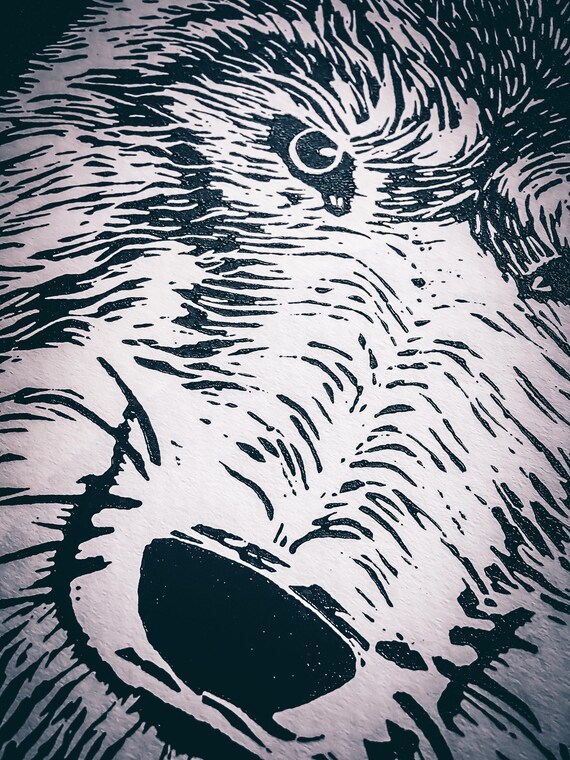 Wolf Linolschnitt Druck Lino Bild Etsy