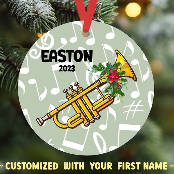 Trumpet Ornament 2023 Christmas Personalized Name Gift For Trumpet Players | Marching Band Musician Holiday Gift Director Trumpet Present