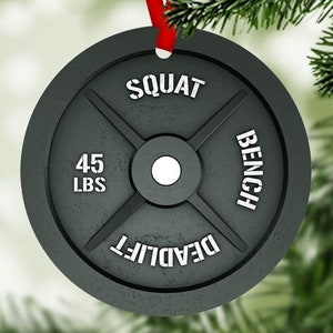 Gym Weight Plate Ornament 45LB Barbell Christmas Ornament Squat Bench Deadlift Gift Weightlifting Fitness Xmas Gift Training Partner Trainer