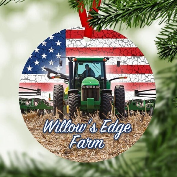 Personalized Farm Tractor Christmas Ornament | Farming Christmas Ornament Xmas | Tractor Gift For Farmer