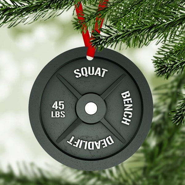 Weight Lifting Christmas Ornament | Workout Christmas Ornament Xmas | Weight Lifting Gift For Trainer or Training Partner