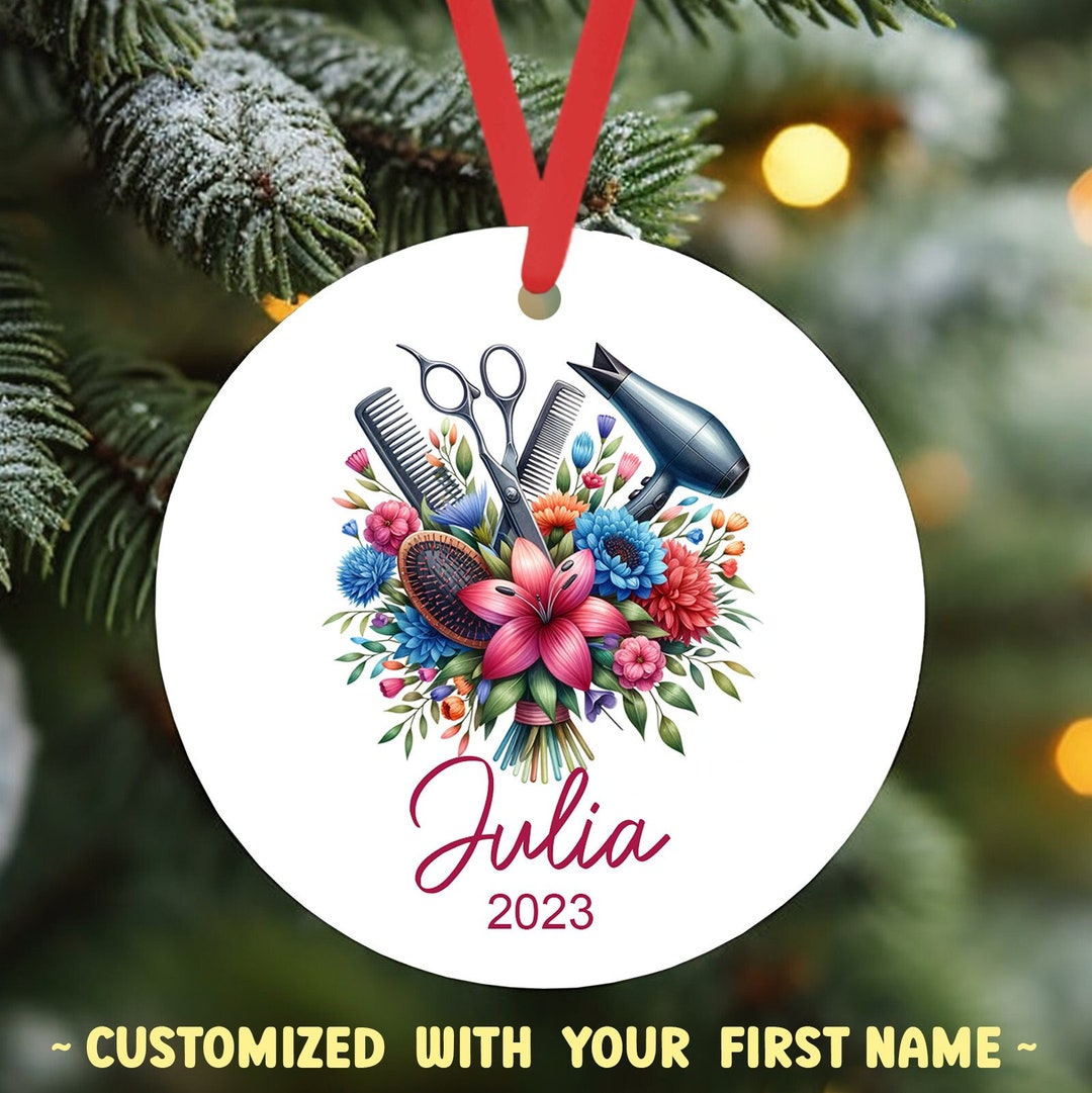 Hairstylist Ornament 2023 Personalized Name Thank You Appreciation Holiday Gift for Hairdresser