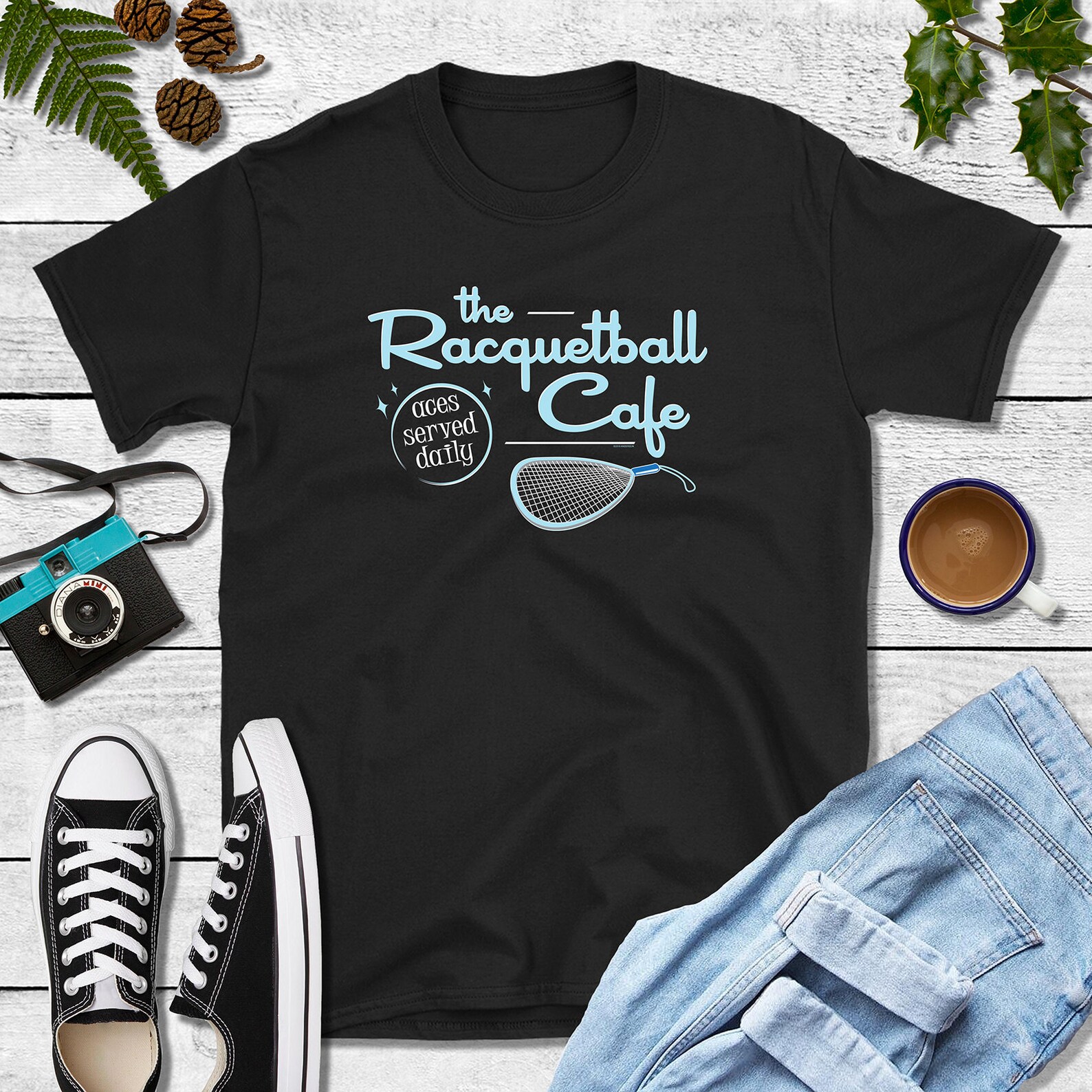 Fun Racquetball Cafe Tshirt Aces Served Daily Racquetball Etsy