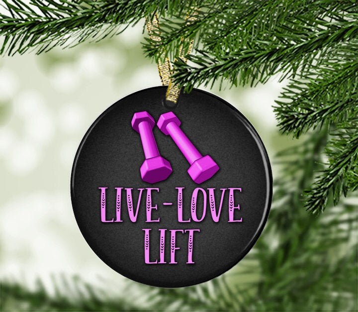 Workout Christmas Ornament Pink Fitness Live Love Lift Workout