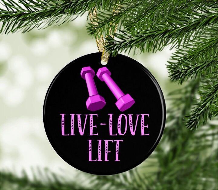 Workout Christmas Ornament Pink Fitness Live Love Lift Workout