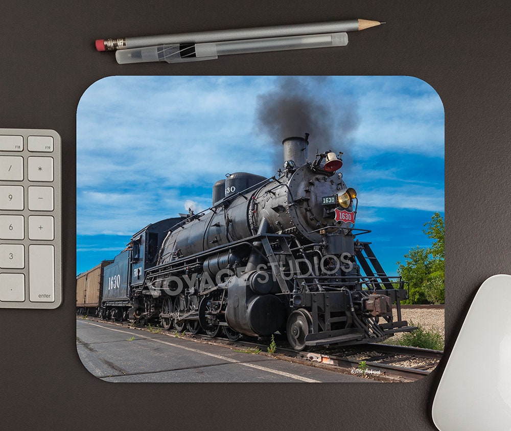 Vintage Steam Engine Mousepad Railfan Gift Train Mouse Pad Train Desk