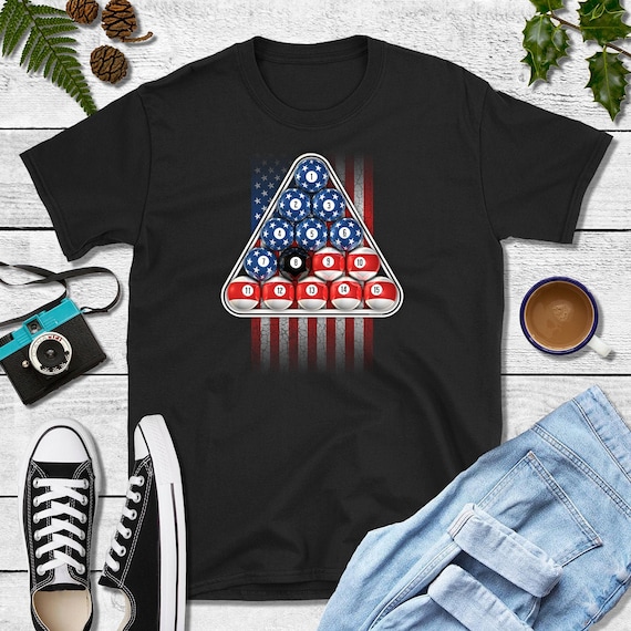 Billiards T Shirt Pool Billiards American Flag Gift Tee Billiards T Shirt Pool Billiards American Flag Gift Tee