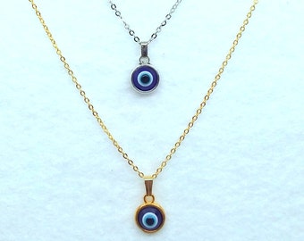 8mm Evil Eye Gold Or Silver Tone Pendant (Made To Order)