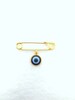 12mm Evil Eye Gold Tone Safety Pin Brooch (Made To Order) 