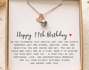 Gift for 11 year old girl ,Teen birthday,11th birthday girl,11th birthday gift official teenager,  Birthday birthstone Necklace P-RAW