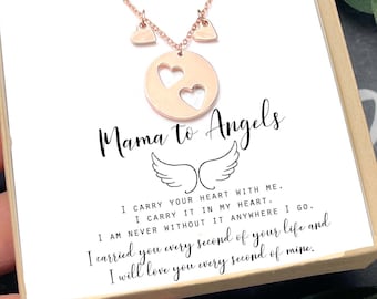 Mothers gift Twin Miscarriage Gift,hearts Necklace, Sympathy Gift, Memorial Jewelry,Condolence Gift, Pregnancy Loss of Baby,mama to 2 angels