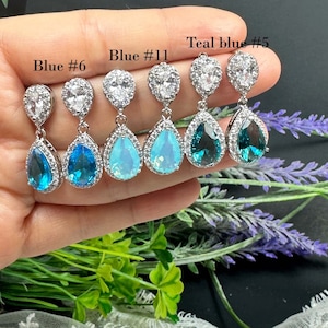 Blue opal blue aqua teal blue silver Wedding Jewelry Bridal Earrings necklace bracelet bridesmaid gift set prom mother bride groom